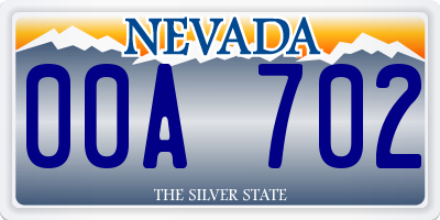 NV license plate 00A702