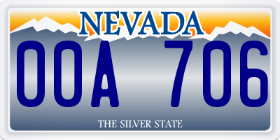 NV license plate 00A706