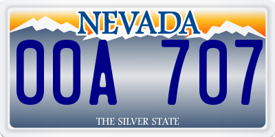 NV license plate 00A707