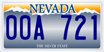 NV license plate 00A721