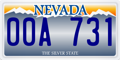 NV license plate 00A731