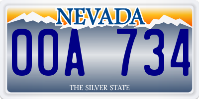 NV license plate 00A734