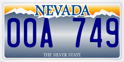 NV license plate 00A749