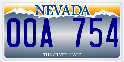 NV license plate 00A754