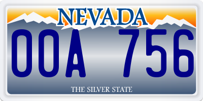 NV license plate 00A756