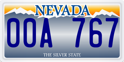 NV license plate 00A767