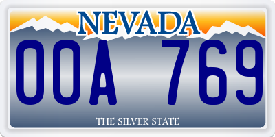 NV license plate 00A769