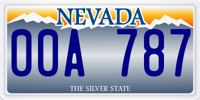 NV license plate 00A787