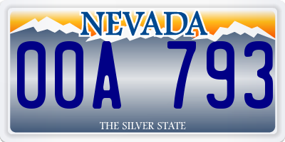 NV license plate 00A793