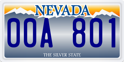 NV license plate 00A801