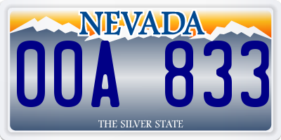 NV license plate 00A833