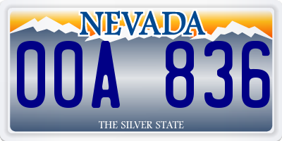 NV license plate 00A836