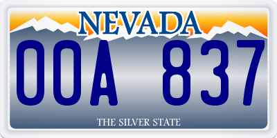 NV license plate 00A837