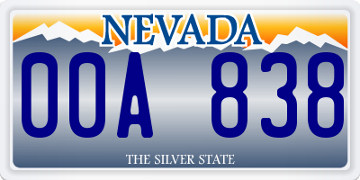 NV license plate 00A838