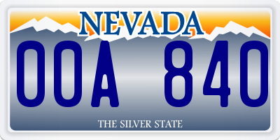 NV license plate 00A840