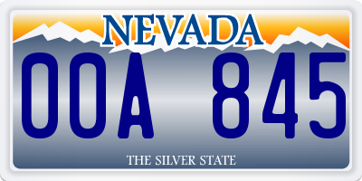 NV license plate 00A845