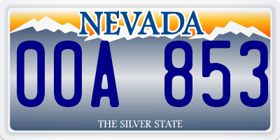NV license plate 00A853