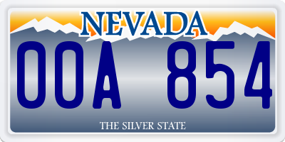 NV license plate 00A854