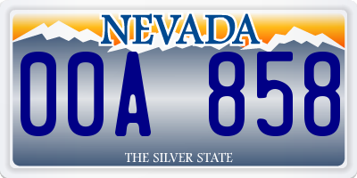 NV license plate 00A858