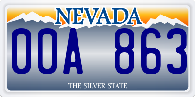 NV license plate 00A863