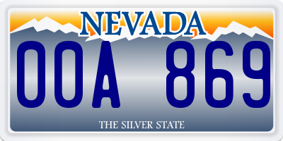 NV license plate 00A869