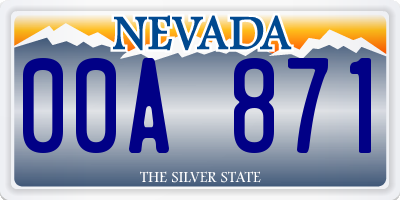 NV license plate 00A871