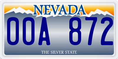 NV license plate 00A872