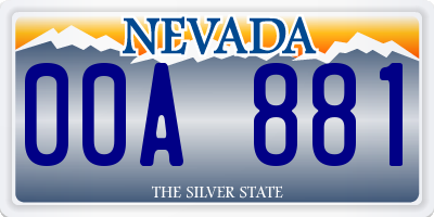 NV license plate 00A881