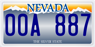NV license plate 00A887