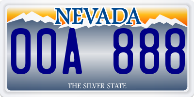 NV license plate 00A888