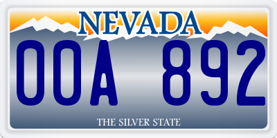 NV license plate 00A892