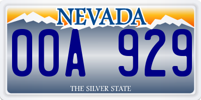 NV license plate 00A929