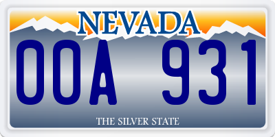 NV license plate 00A931