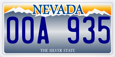 NV license plate 00A935