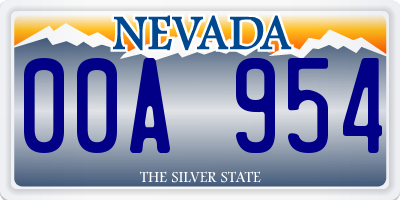 NV license plate 00A954