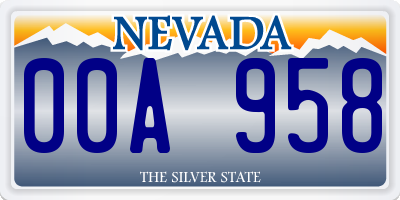 NV license plate 00A958