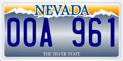 NV license plate 00A961