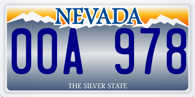 NV license plate 00A978