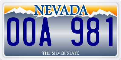 NV license plate 00A981