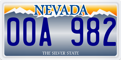 NV license plate 00A982