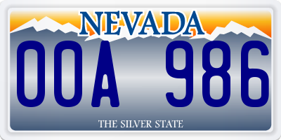 NV license plate 00A986