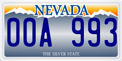 NV license plate 00A993