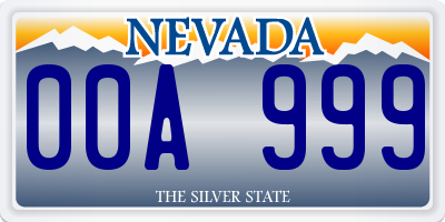 NV license plate 00A999