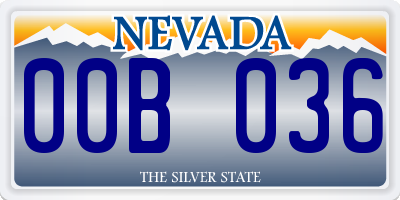 NV license plate 00B036
