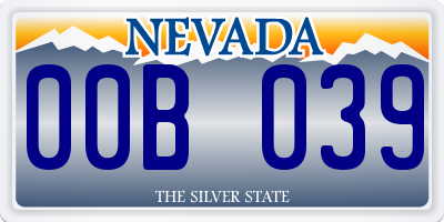 NV license plate 00B039