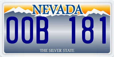NV license plate 00B181
