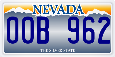 NV license plate 00B962