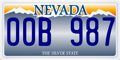 NV license plate 00B987