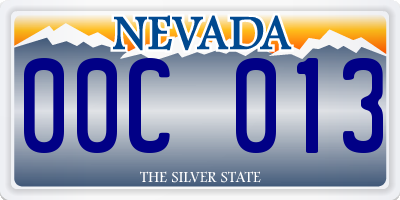 NV license plate 00C013