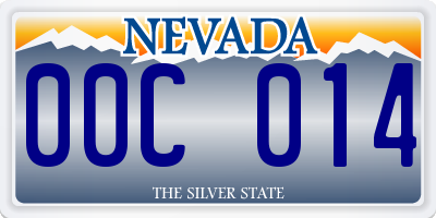 NV license plate 00C014